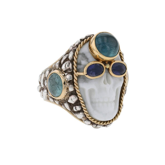 Carole Midy pour Pietra Dura Crazy Head silver and gold ring
