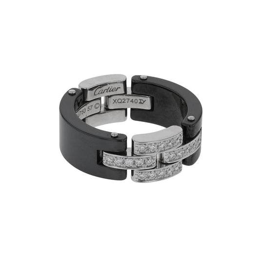 Cartier Maillon Panthere ceramic, diamonds and gold ring