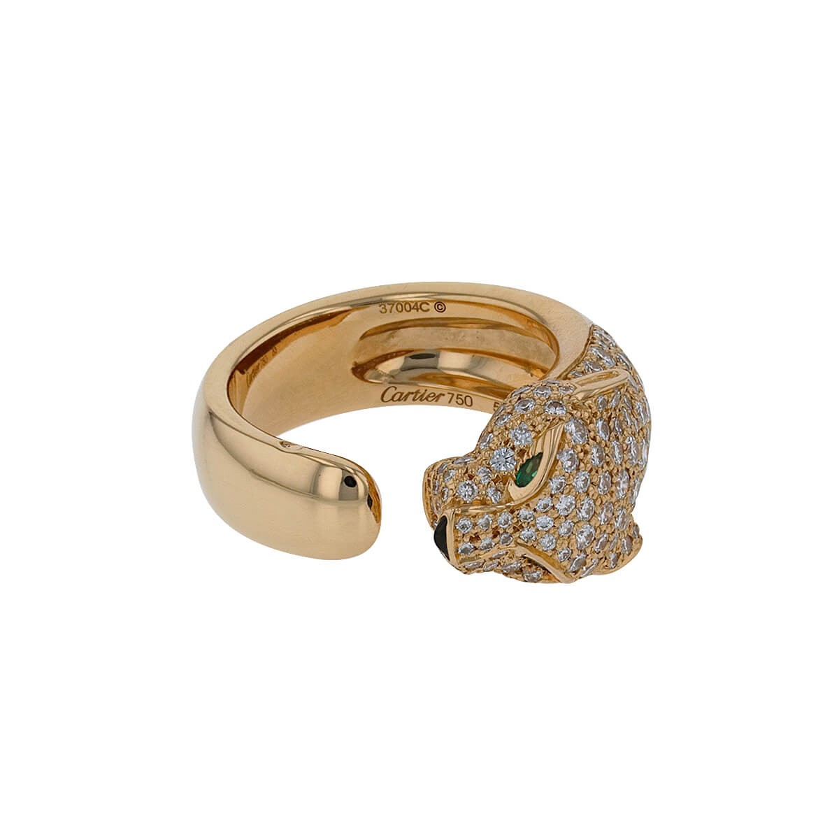 cartier panthere diamonds, emeralds, onyx and gold ring