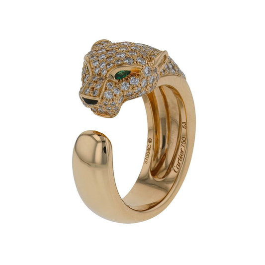 Cartier Panthere diamonds, emeralds, onyx and gold ring