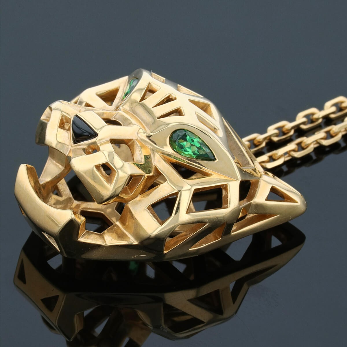 cartier panthere gold, garnets and onyx necklace