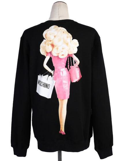 Good Moschino Black Cotton Sweatshirt Size L Doll Print