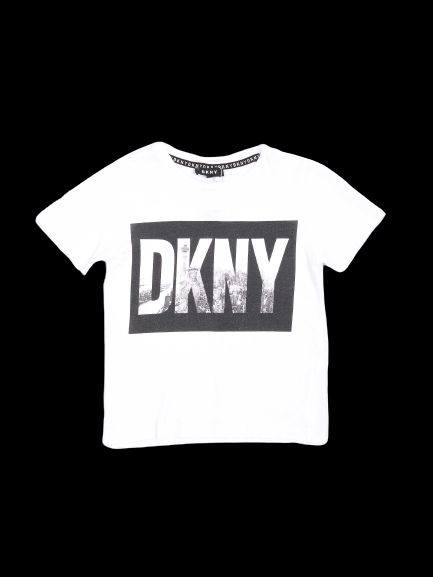 excellent dkny white cotton t-shirt size 8 for kids