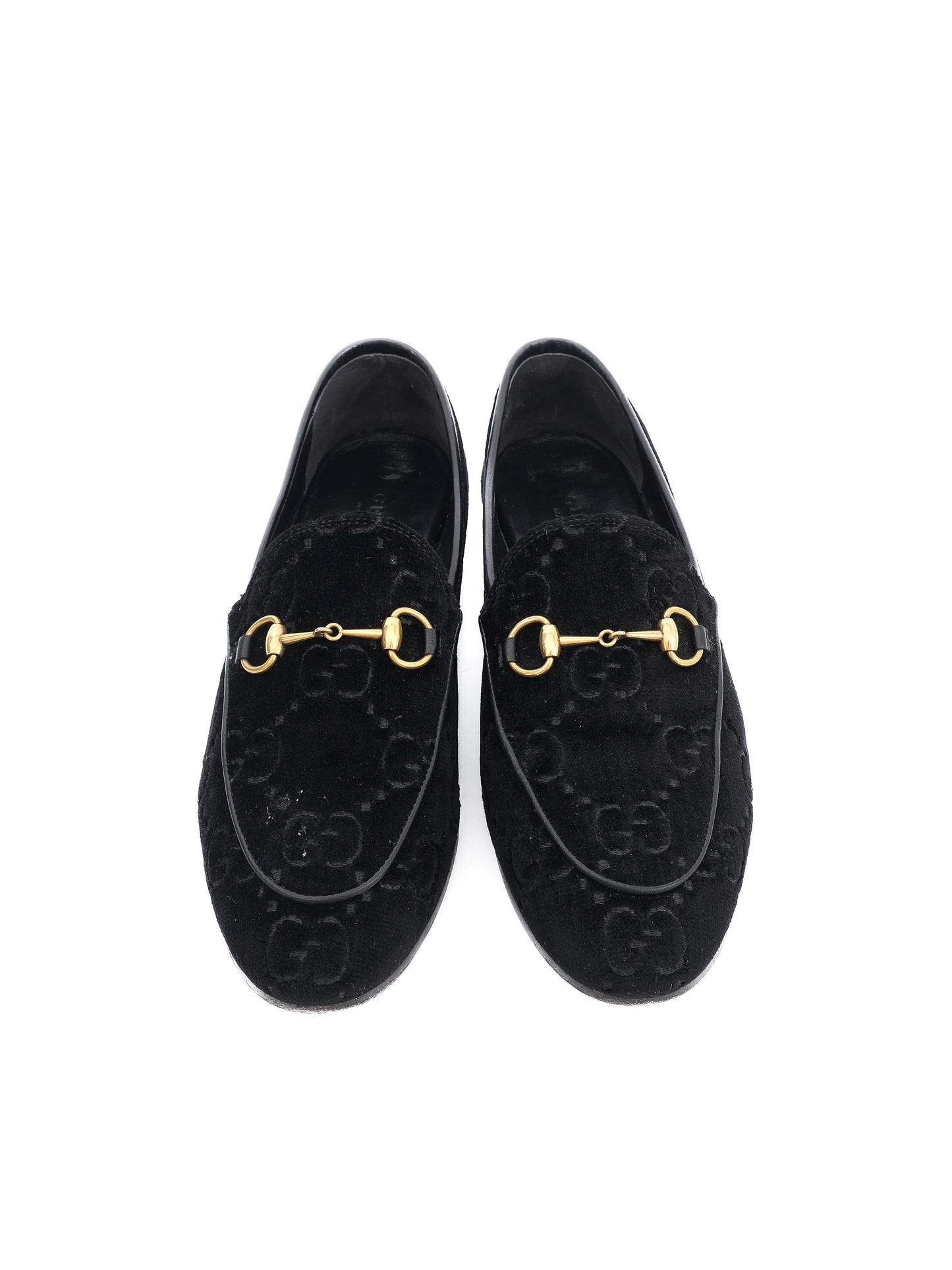 excellent gucci black genuine suede loafers size 38 with gold bit detail