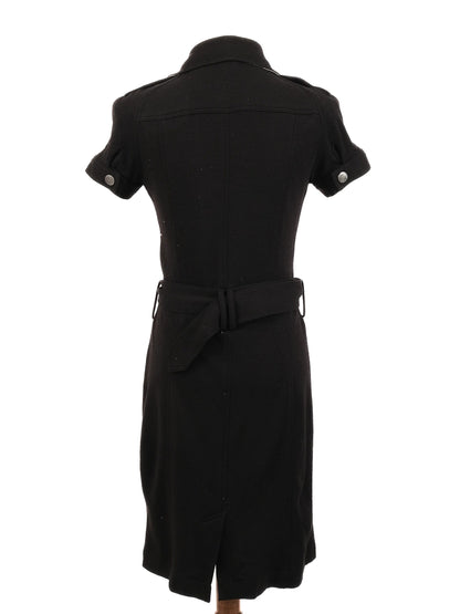 Excellent Burberry Black Wool Dress Size S with Zipper Details