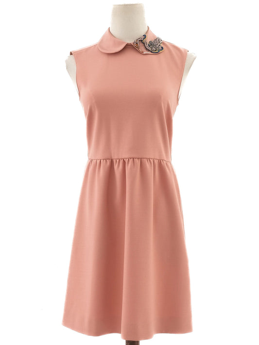 Perfect Red Valentino Pink Sleeveless Dress Size S with Peter Pan Collar