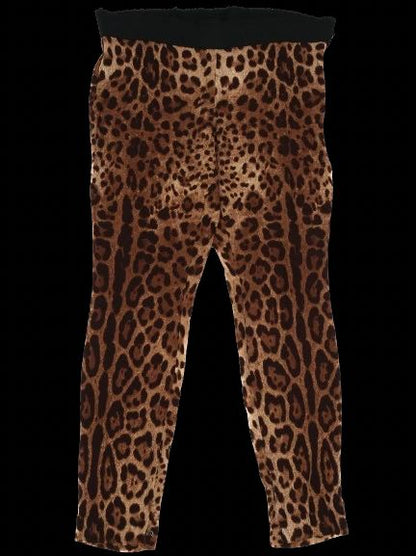 Excellent Dolce Gabbana Leopard-Print Silk Leggings Size M