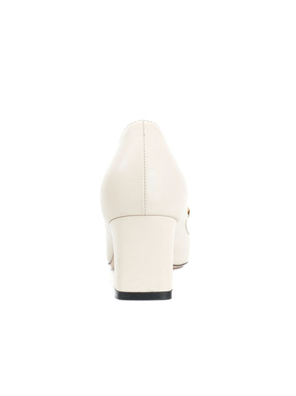 Excellent Gucci White Leather Block-Heeled Loafers Size 36.5