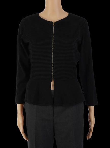 Intrend Women's Black Peplum Jacket Size L - Perfect Condition