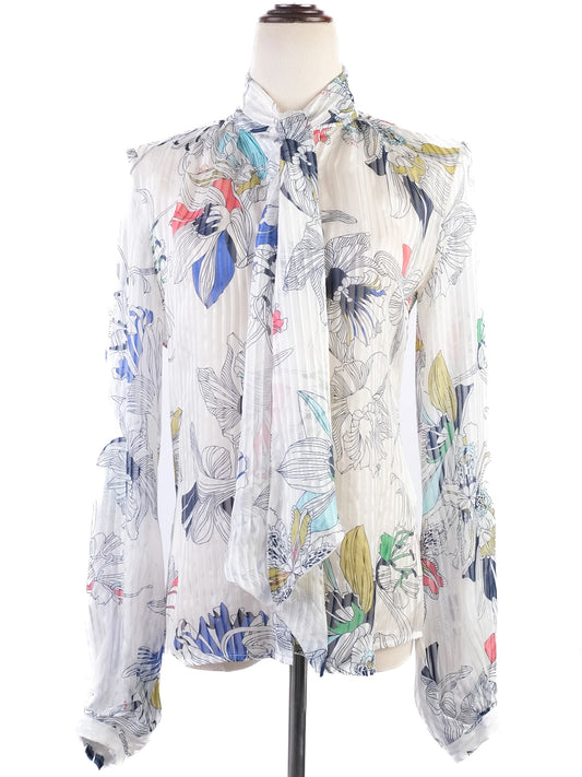 Versace Floral Silk Blouse Excellent Condition Size N/A
