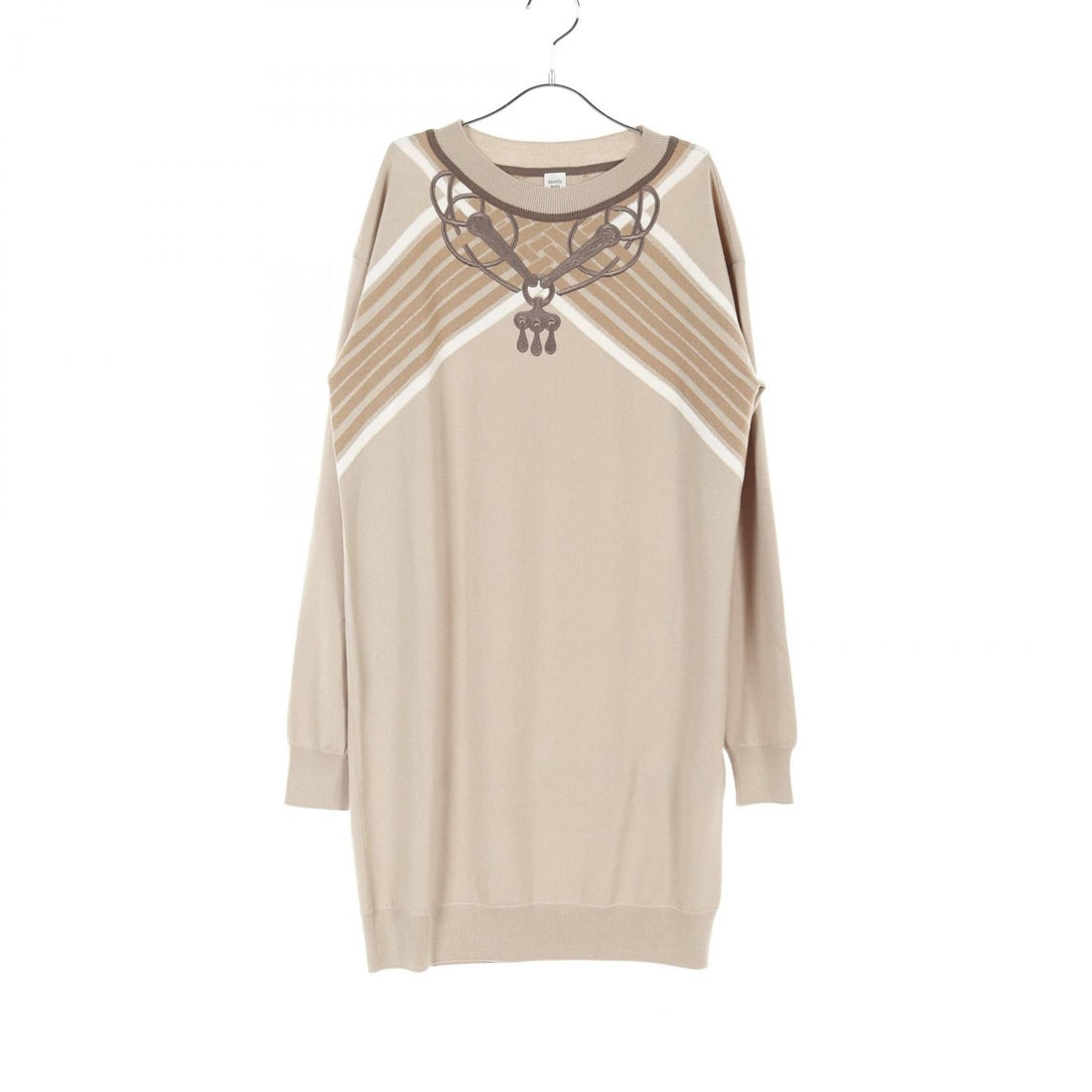 Hermes Mors A Jouets Embroidery Dress 336 4h 2534dd Wool Beige