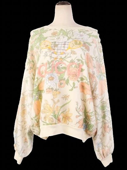 Excellent Gucci Floral Sweatshirt Cream Floral Print Women's M
