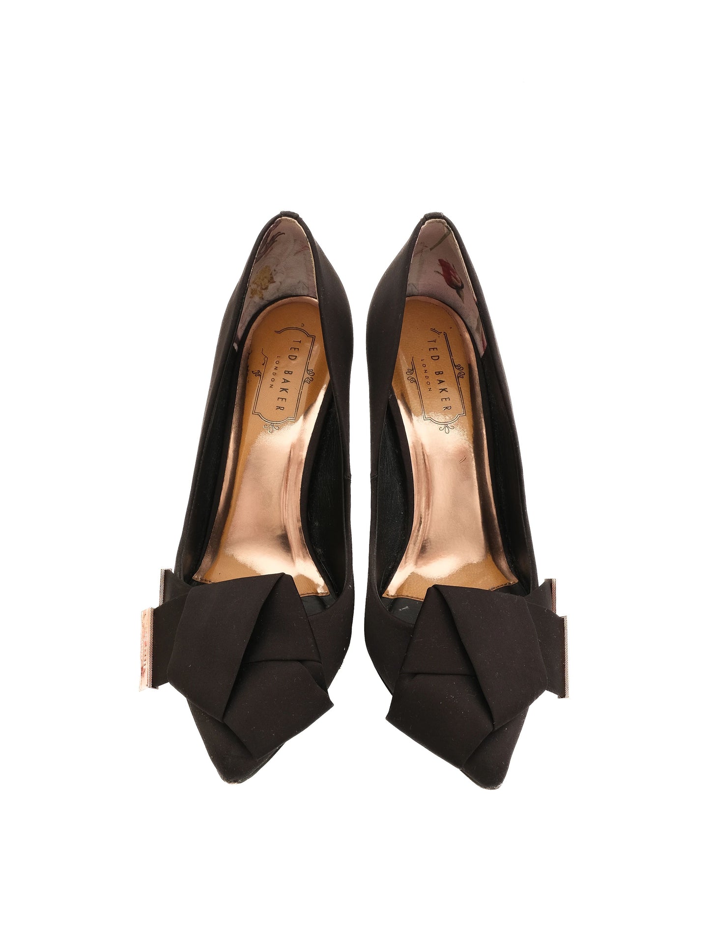 ted baker women's black high-heeled shoes size 38 with bow detail