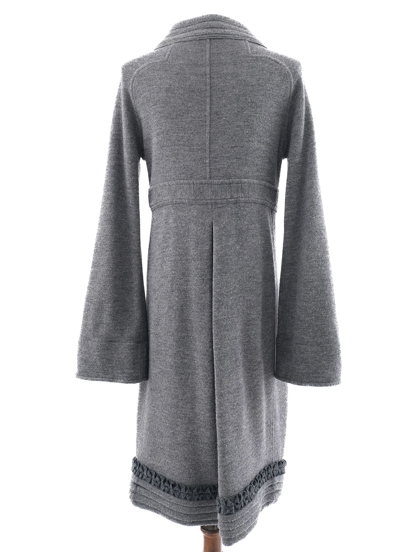 excellent class roberto cavalli gray wool women's coat with decorative trim