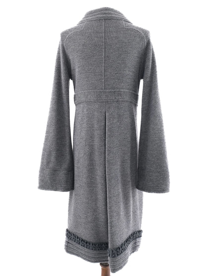 Excellent Class Roberto Cavalli Gray Wool Women's Coat with Decorative Trim