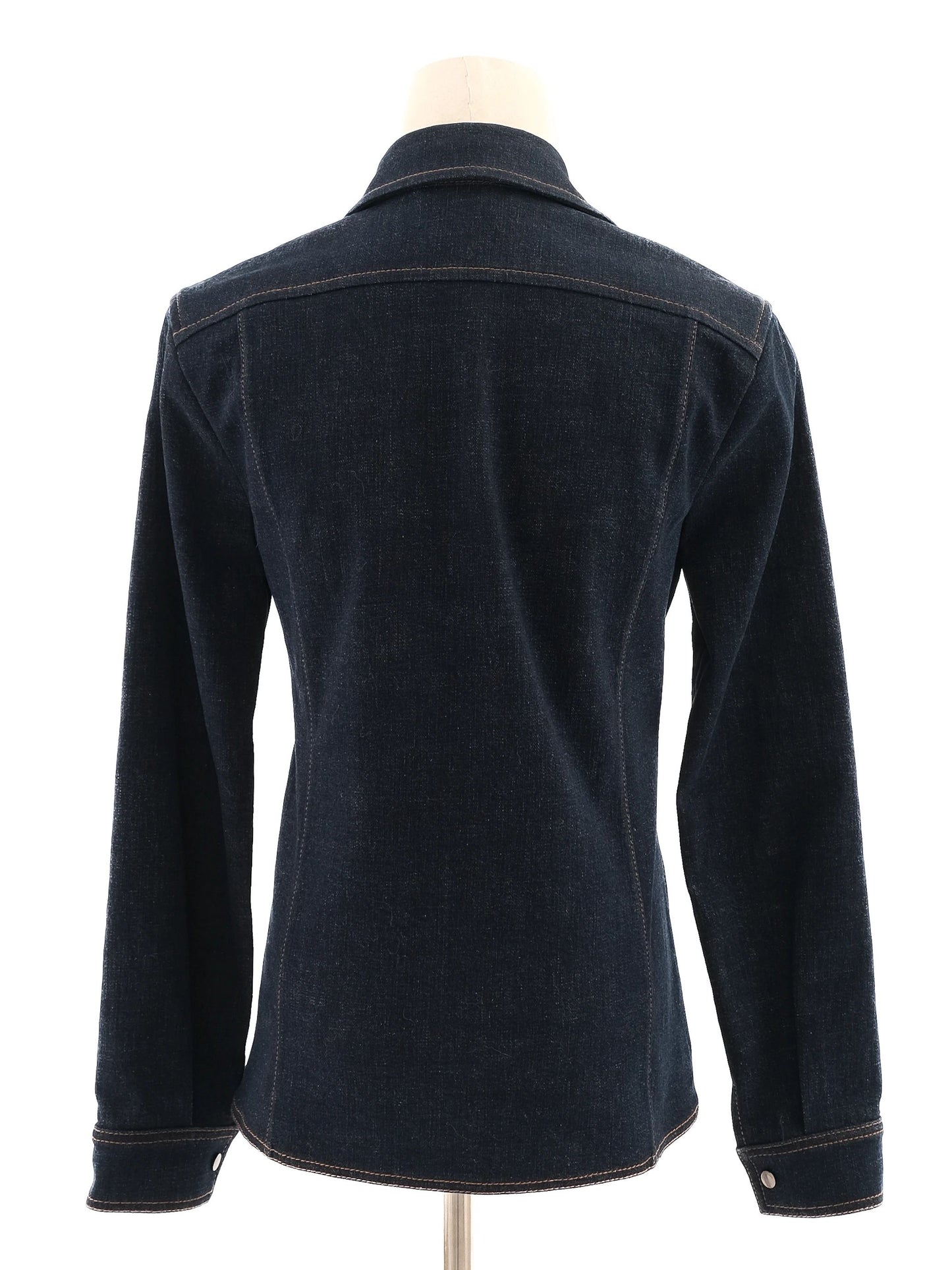 excellent loro piana blue denim button-up shirt size s