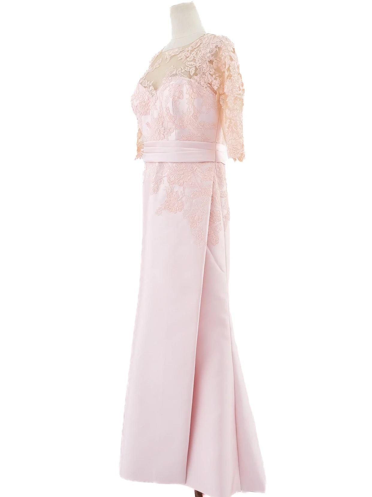 excellent pronovias pink evening gown lace detail size xxl