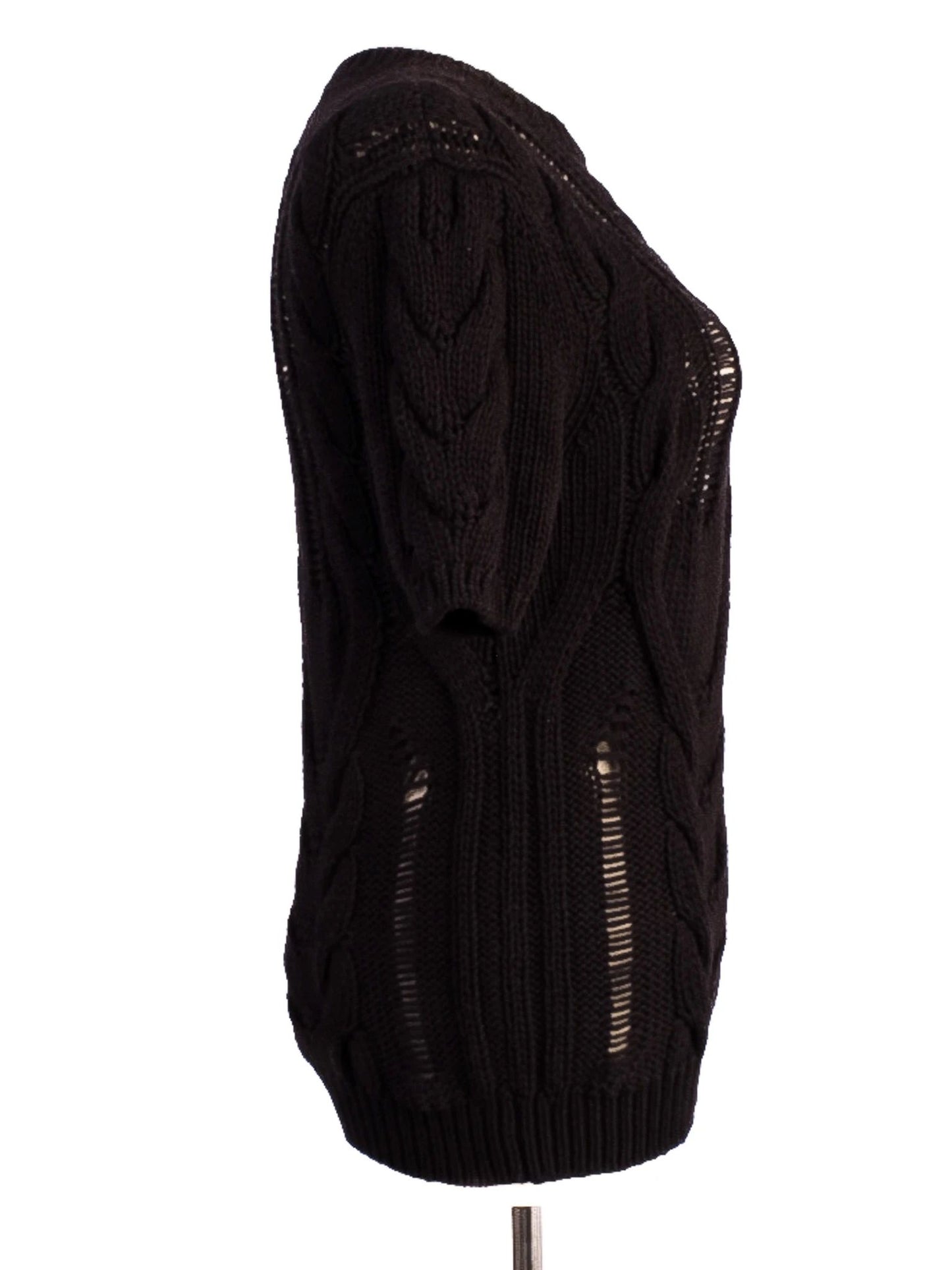 excellent max mara black wool short-sleeve sweater size m