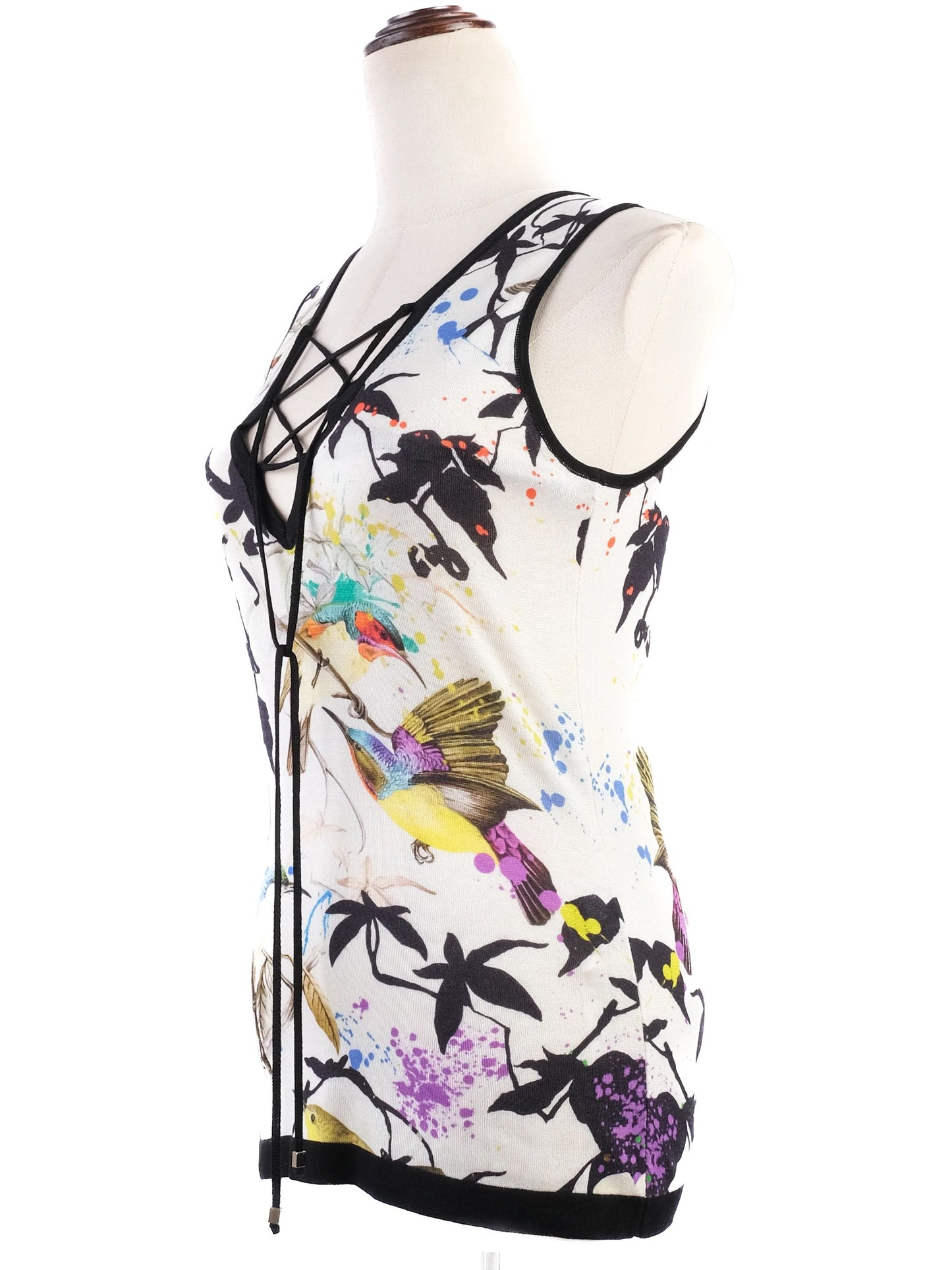 excellent roberto cavalli silk sleeveless top m colorful print