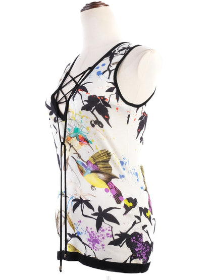 Excellent Roberto Cavalli Silk Sleeveless Top M Colorful Print