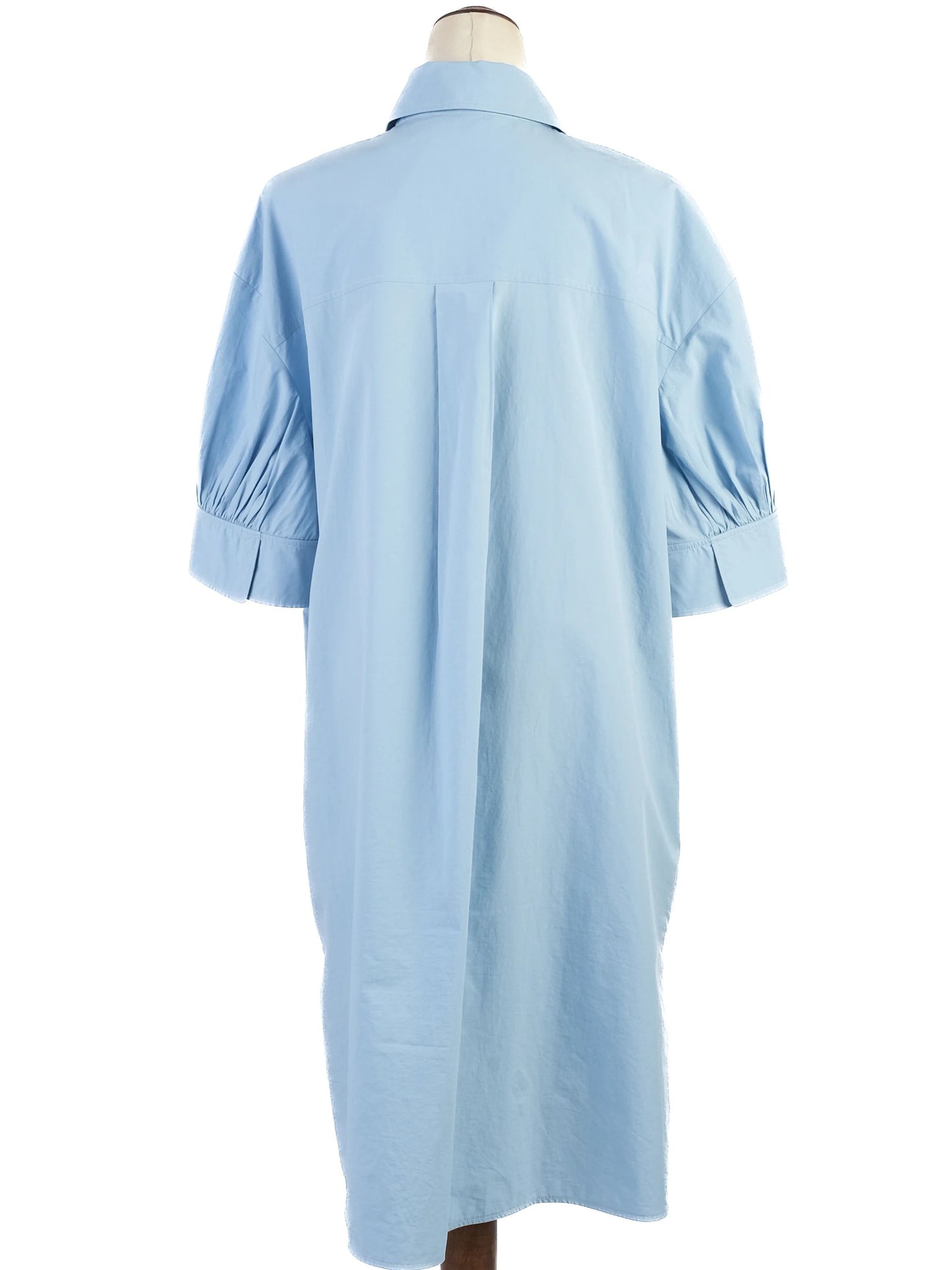 excellent cos light blue cotton button-down shirt dress size m
