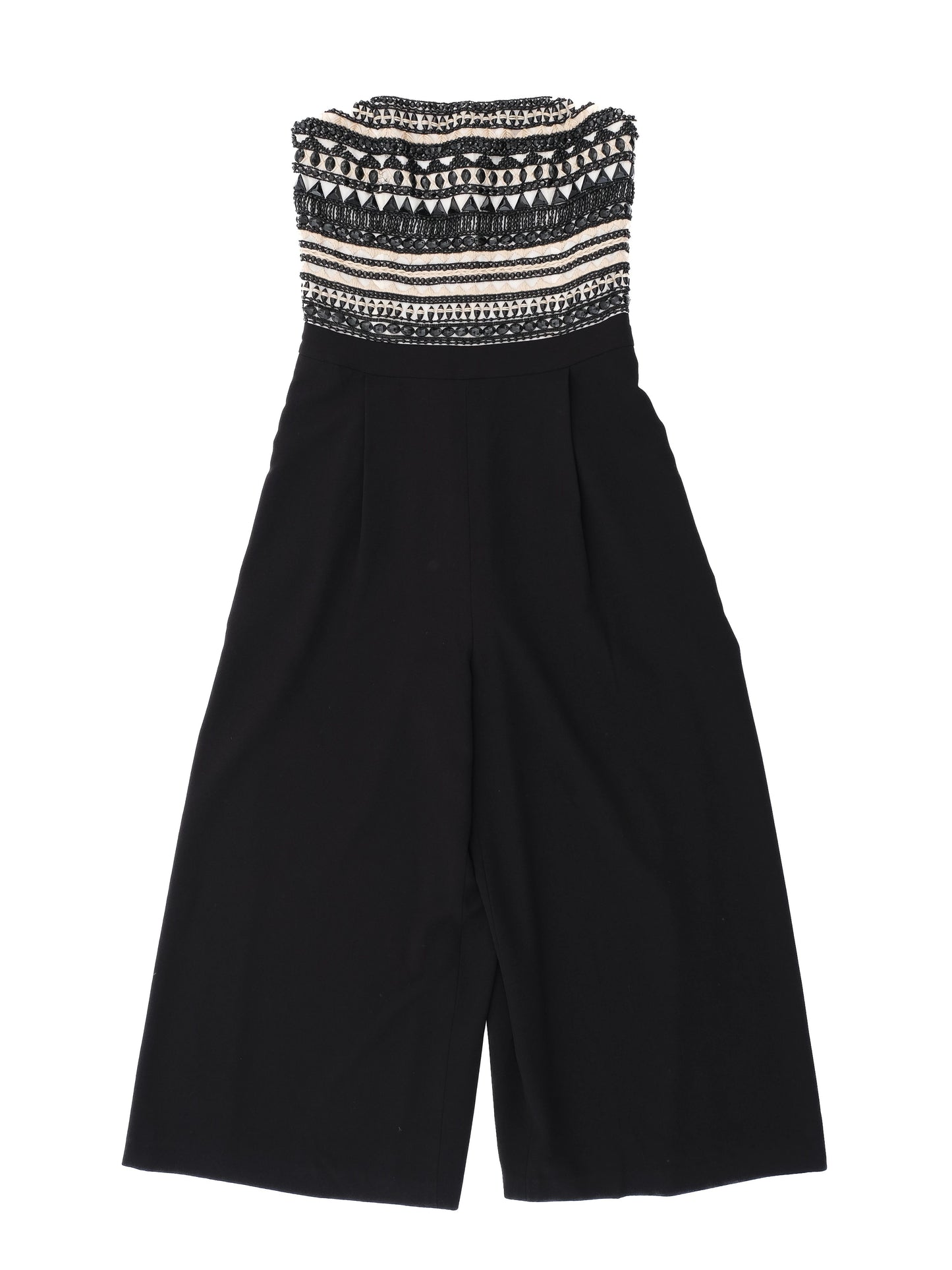 excellent alice+olivia strapless jumpsuit black embellished size s
