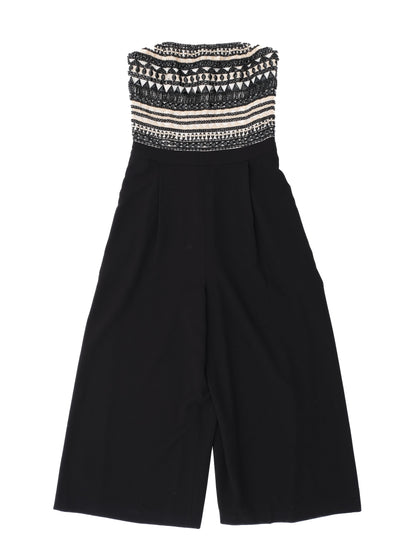 Excellent Alice+Olivia Strapless Jumpsuit Black Embellished Size S