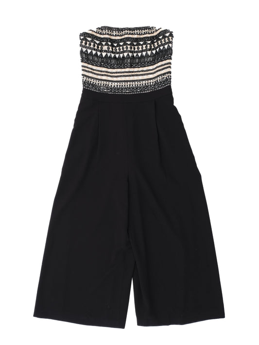 Excellent Alice+Olivia Strapless Jumpsuit Black Embellished Size S