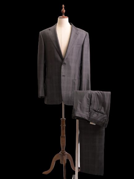 Excellent Gucci Gray Wool Men's Plaid Suit Size L