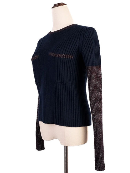Kenzo Blue Long Sleeve Ribbed Sweater Women Size L Excellent