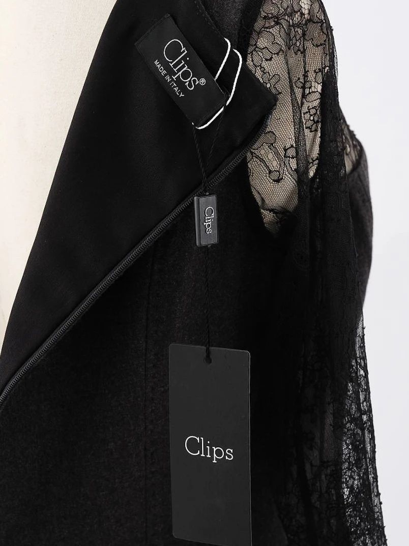 new clips gray lace dress xl women's wool fitted elegance