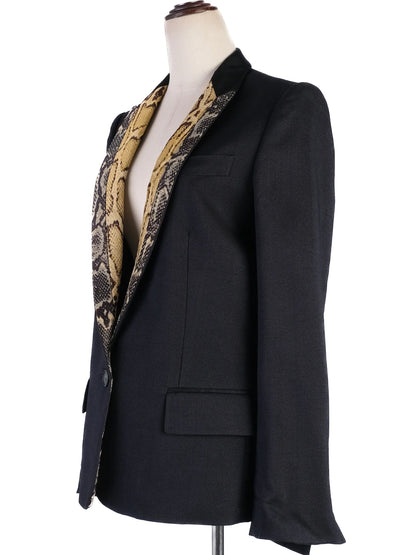 Excellent Stella McCartney Black Blazer Wool Snake Print Lapels