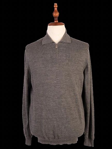 excellent fedeli gray wool long-sleeved sweater size l