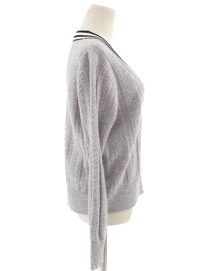 Excellent Sandro Gray Wool Cable-Knit Sweater Size S with V-Neck