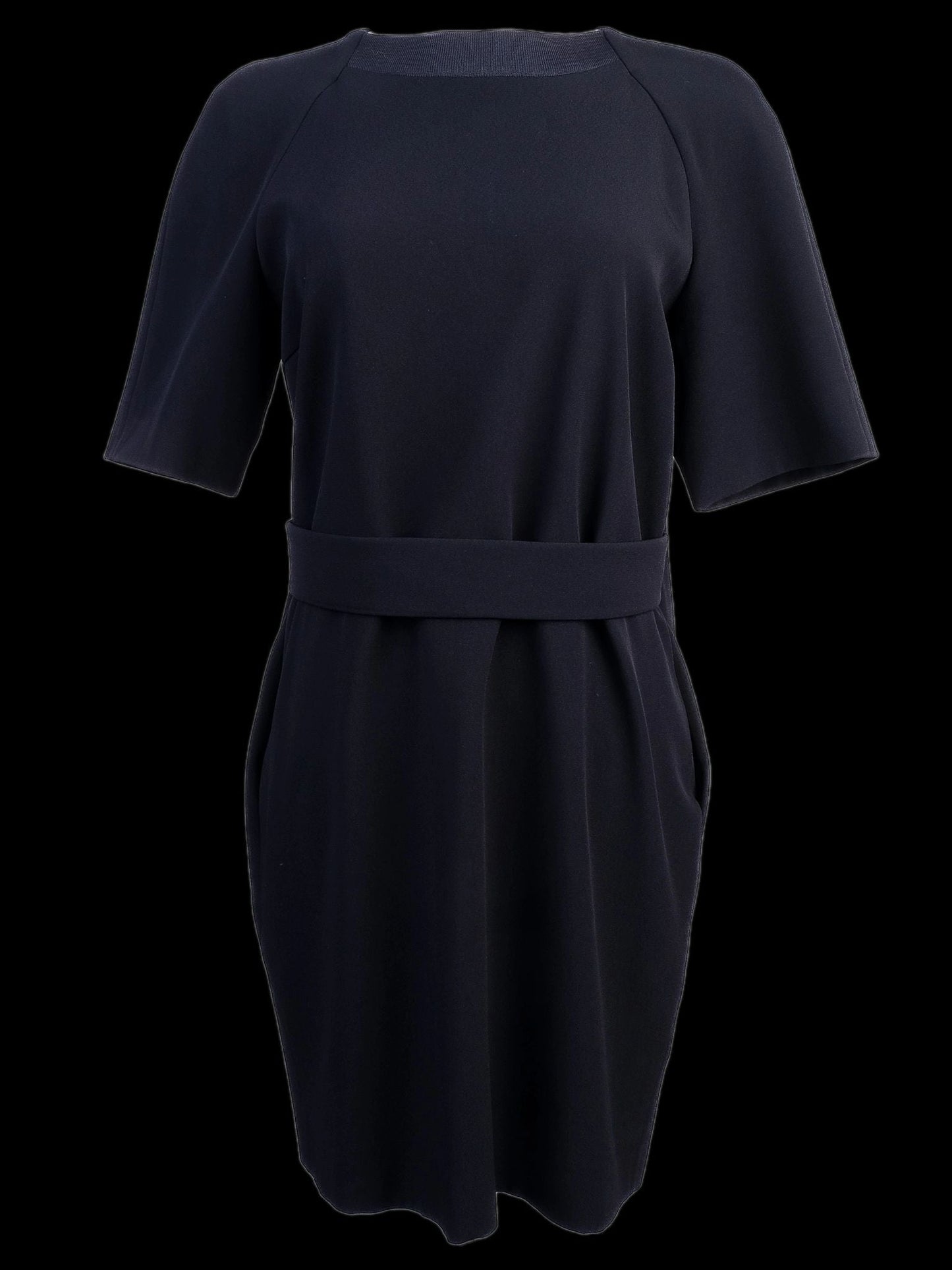 excellent victoria beckham black viscose dress size m with belt