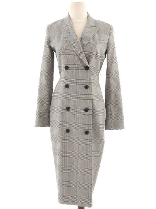 Excellent Max Mara Gray Plaid Blazer Dress Size M Women