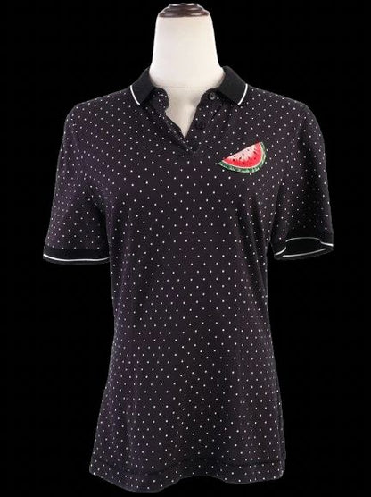 Excellent Dolce Gabbana Women's Blue Polo Shirt Size XL with Design