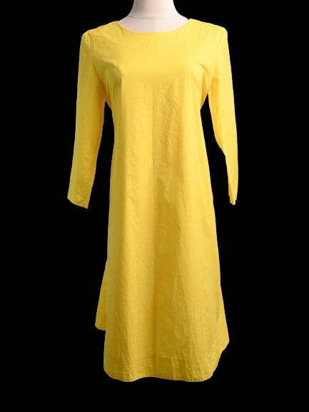 Excellent Cos Yellow Cotton Dress Size S with Waist Tie