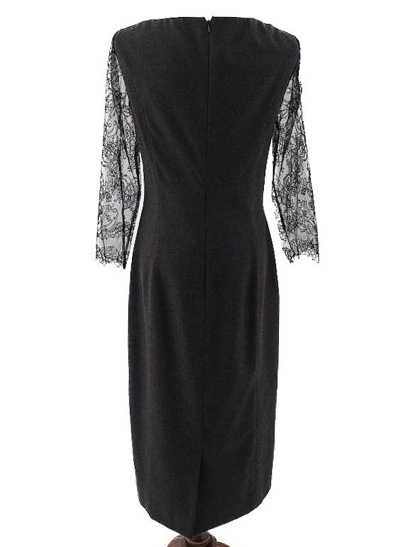 new clips gray lace dress xl women's wool fitted elegance