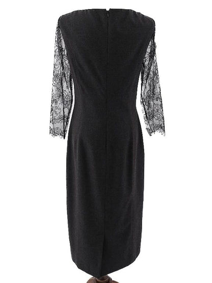 NEW Clips Gray Lace Dress XL Women's Wool Fitted Elegance