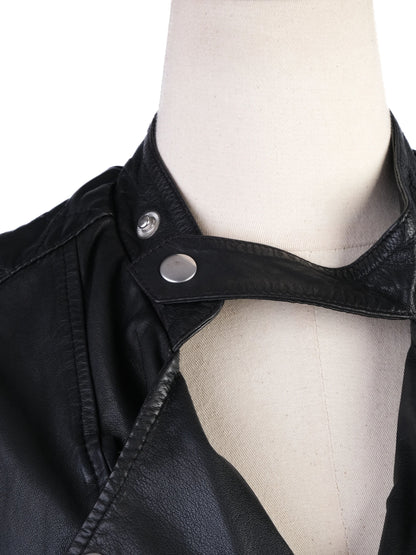 EXCELLENT High Black Leather Vest Size S Edgy Design with Zippered Pockets