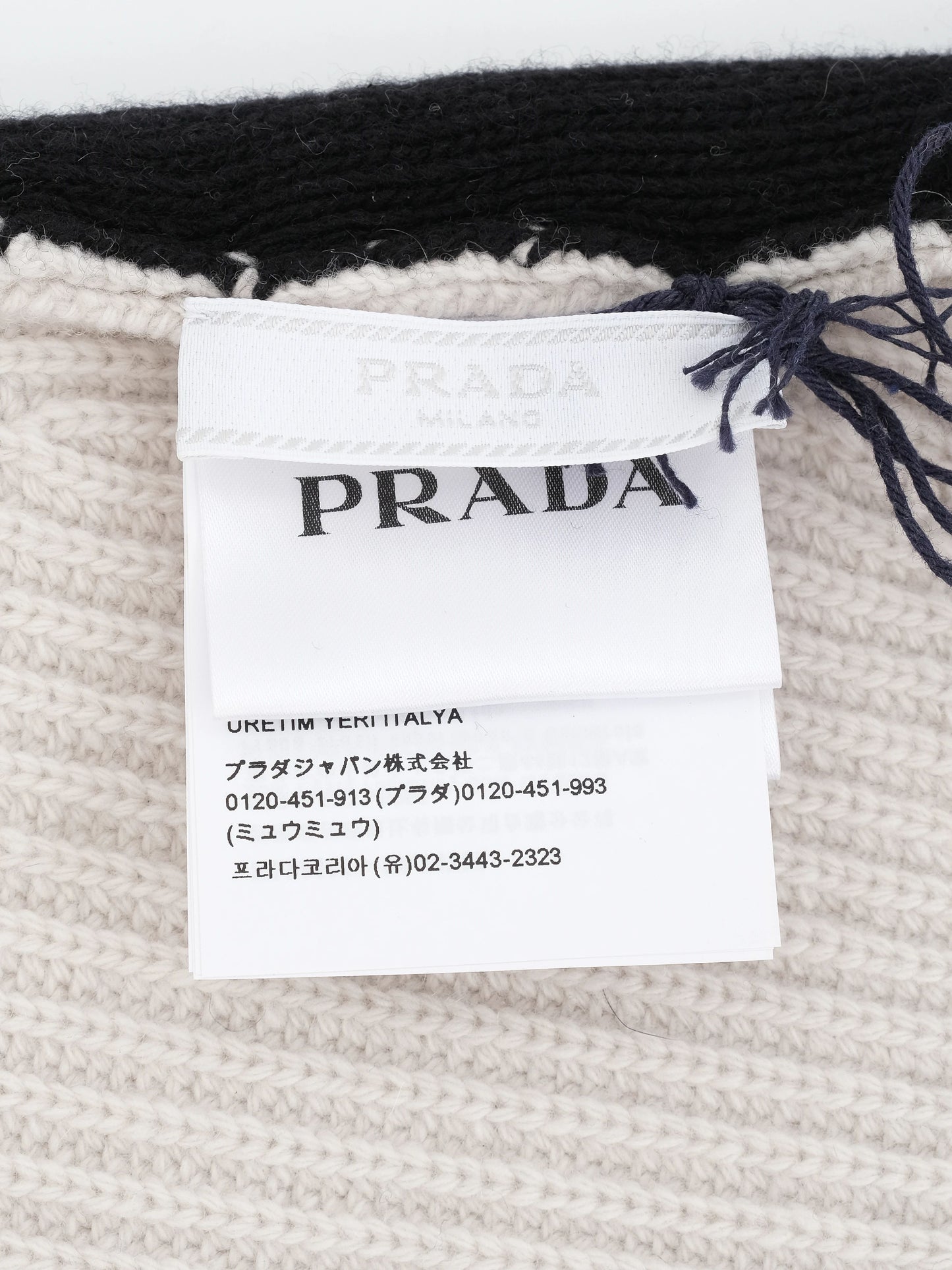 new prada gray wool kids beanie and scarf set size m