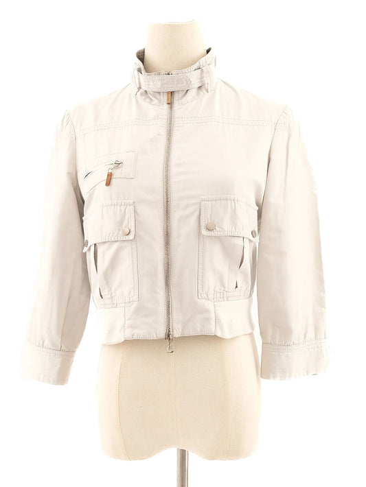 Excellent Brunello Cucinelli Gray Silk Cropped Jacket Size S