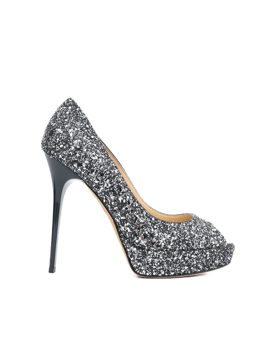 Excellent Jimmy Choo High-Heeled Peep-Toe Shoes Size 38 Leather