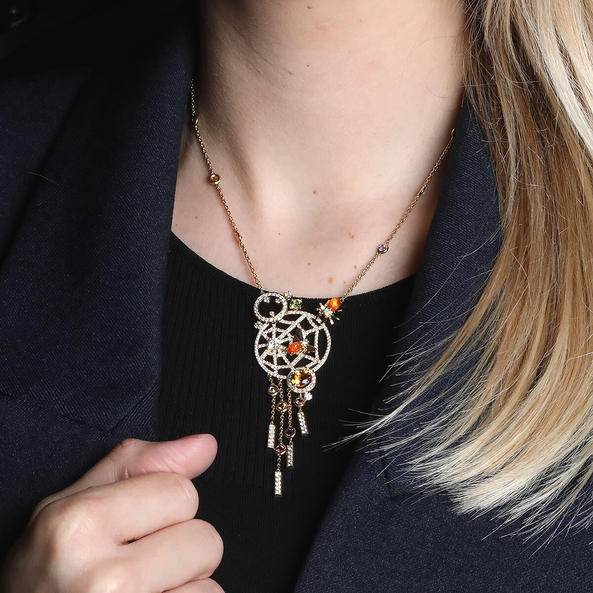 chaumet attrape-moi si tu m'aimes diamonds, gemstones and gold necklace