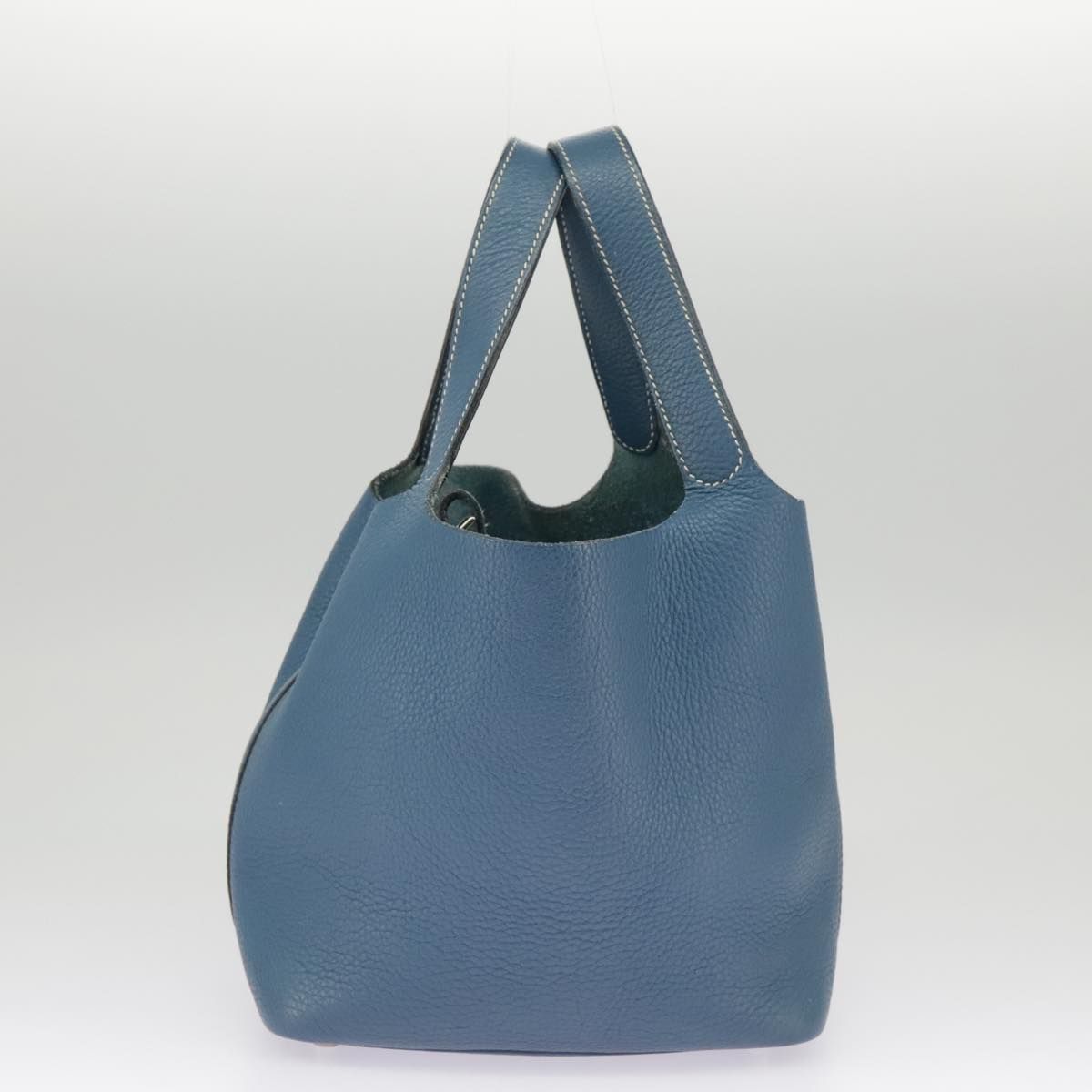Hermes Picotan Pm Hand Bag Taurillon Clemence Blue Auth
