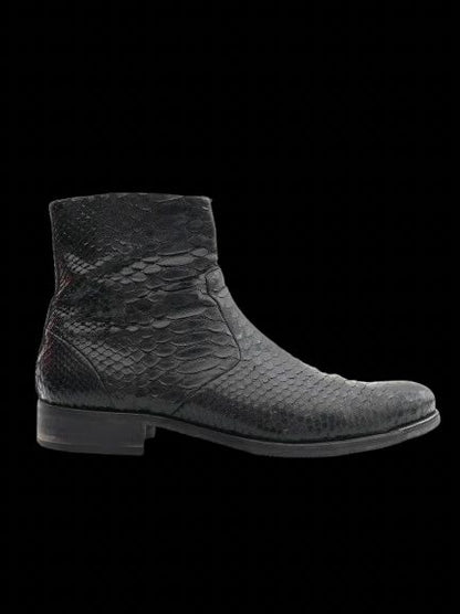 Baldinini Black Leather Snake Skin Boots Size 43 Excellent Condition