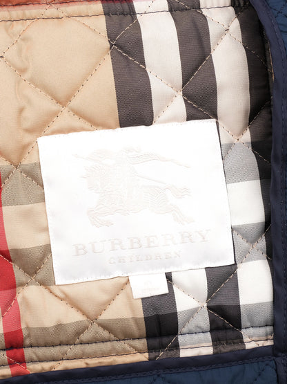 Excellent Burberry Children's Blue Quilted Jacket Size 8 Nylon