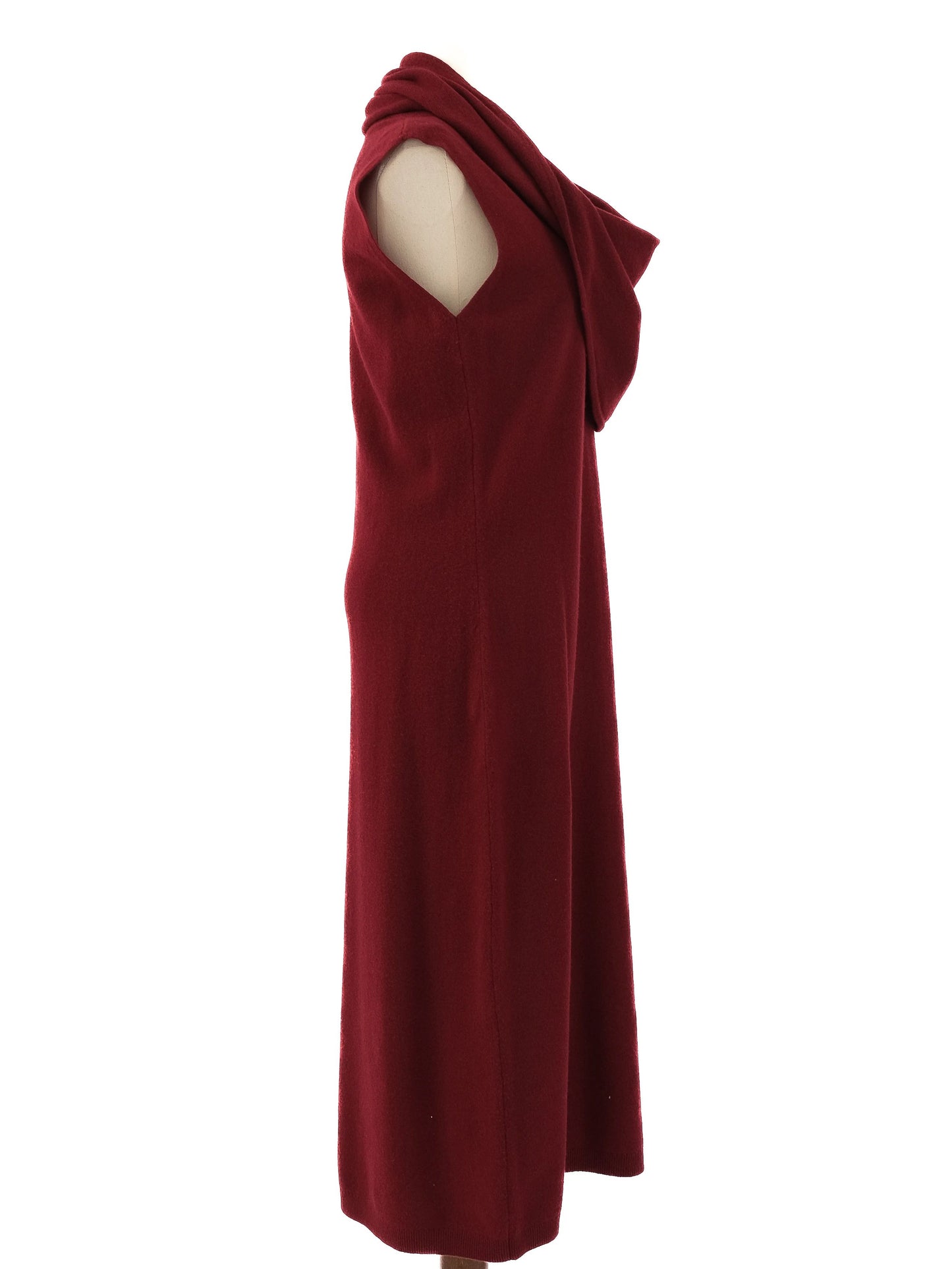 excellent joseph red wool sleeveless dress size l with cowl neck
