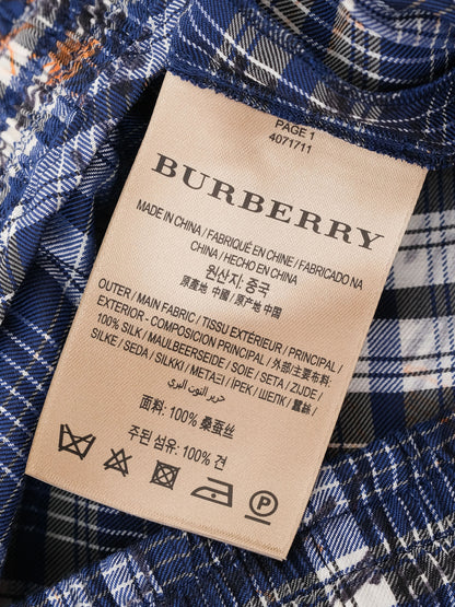 Excellent Burberry Plaid Pants Blue Orange Silk Size M